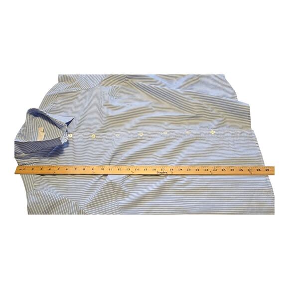 Belle Kim Gravel Button Up Womens Size 2X Blue White Stripe Flared Ruffle Cuffs - Picture 9 of 9